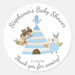 Tribal Woodland Boys Baby shower Favoriser Sticker