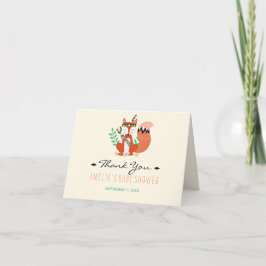 Tribal Woodland Fox Babydusche Danke Karte