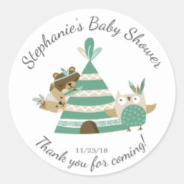 Tribal Woodland Neutral Baby Shower Sticker