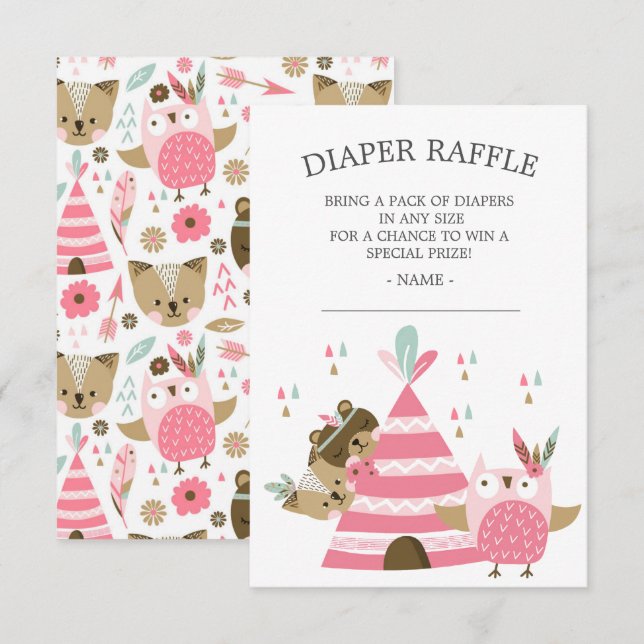 Tribal Woodland Wild One Baby Duwer Windelwindung Einladung (Vorne/Hinten)
