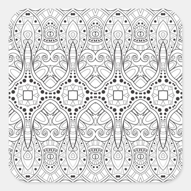Tribal Zendoodle Design Quadratischer Aufkleber (Vorderseite)