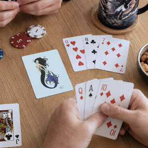 Tribale Blaue Meerjungfrau Elegante Fantasy Sirene Spielkarten