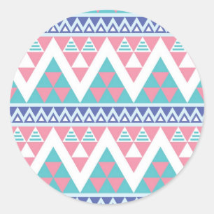 Tribaler Aztec-Farbmuster Runder Aufkleber