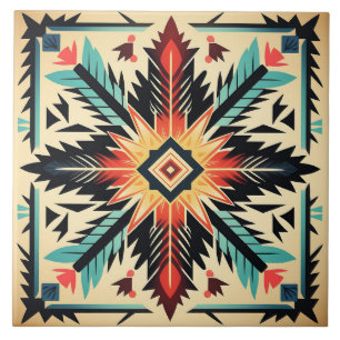 Tribaler Azteken-Muster geometrisch abstrakt farbe Fliese