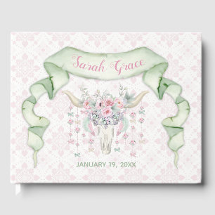 Tribaler Blumen-Bull-Horn-Pfeile Rosa Mint Weiblic Gästebuch