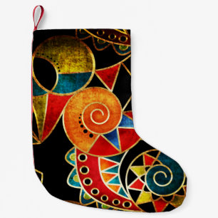 Tribaler ethnischer geometrischer leuchtender Must Kleiner Weihnachtsstrumpf