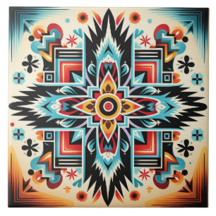 Tribales Azteken-Muster geometrisch abstrakt farbe Fliese
