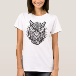 Tribales Mandala-Eulen-Liniendesign T-Shirt