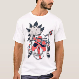Tribales T-Shirt mit Feder-Schädel-Grafik