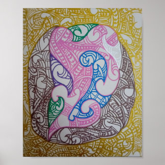Tribe3 Abstract Maori Kowhaiwhai von RRW Poster