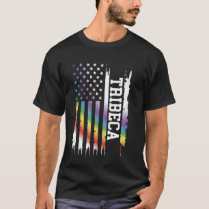 Tribeca Vereinte Staaten Rainbow unter US-Flagge T-Shirt