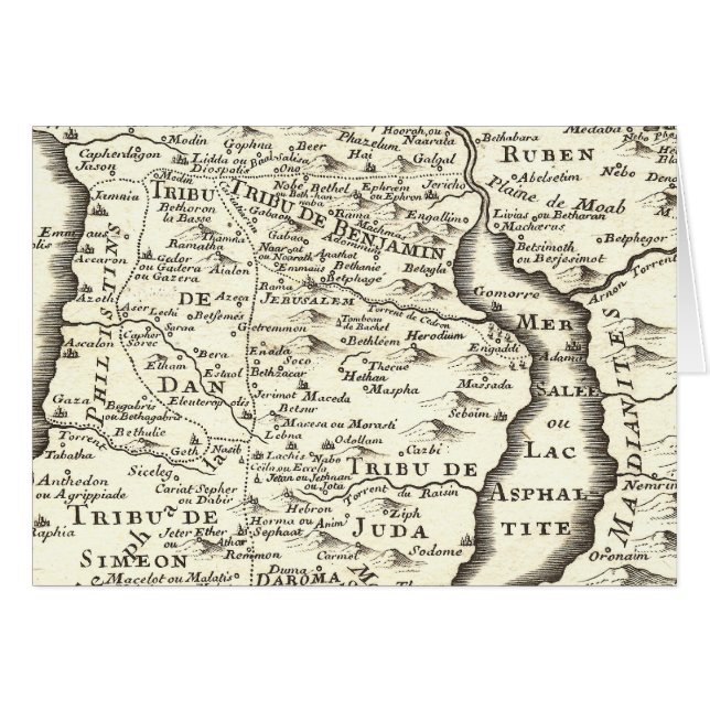Tribus de carte antique de l'Israël de terre (Devant horizontal)