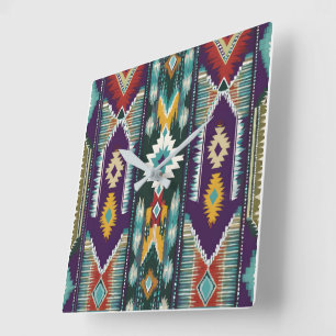 Tribut an Native American Abstract S9 Quadratische Wanduhr
