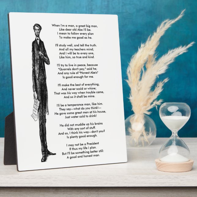 Tribut an Präsident Abraham Lincoln Vintag Gedicht Fotoplatte (Seite)