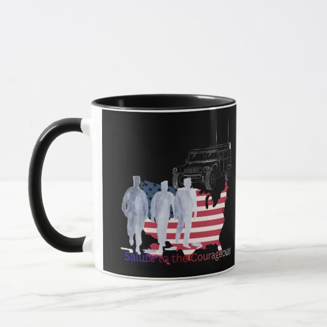 Tribut an tapfere Herzen schwarz Tasse (Links)