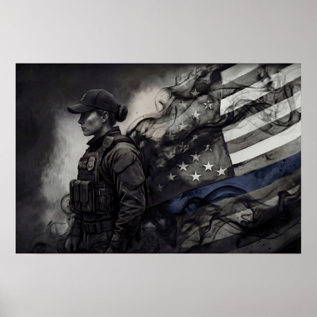 Tribut an weibliche Polizeikräfte Blue Line Amerik Poster (Vorne)
