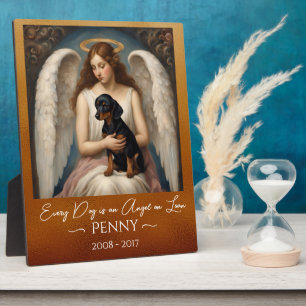 Tribute for Loss Black Tan Dackel Angel Fotoplatte