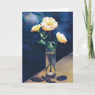 "Tribute"-Rose in Vase Still Life Karte