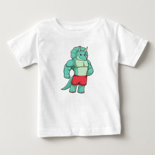 Triceratops als Bodybuilder an der Bodybuilding Baby T-shirt (Vorderseite)