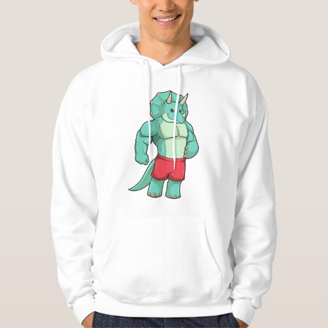 Triceratops als Bodybuilder an der Bodybuilding Hoodie (Vorderseite)