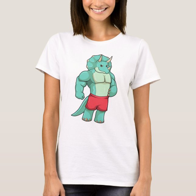 Triceratops als Bodybuilder an der Bodybuilding T-Shirt (Vorderseite)