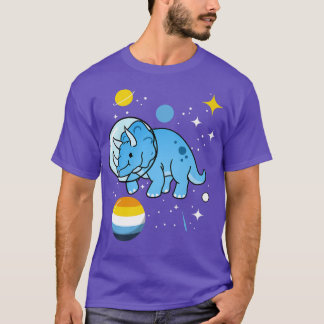 Triceratops Astronaut Aroace Pride T-Shirt