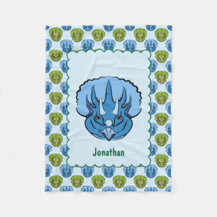 Triceratops-blaues und grünes niedliches fleecedecke