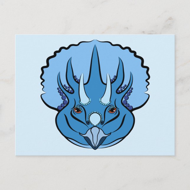 Triceratops Blue Niedlich Dinosaurier Postkarte (Vorderseite)