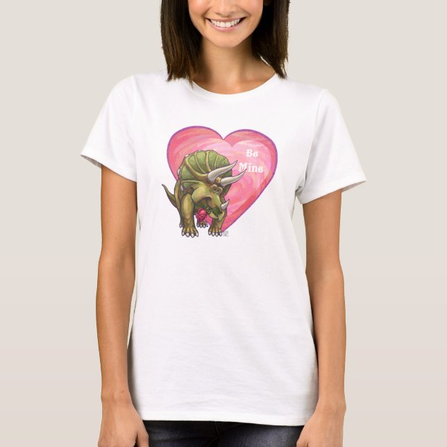 Tricératops dans l'amour Saint Valentin T-shirt (Devant)