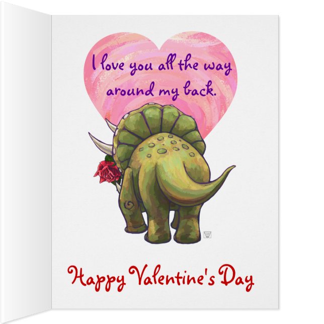 Triceratops Dino Rose et coeur (Intérieur (Droite))