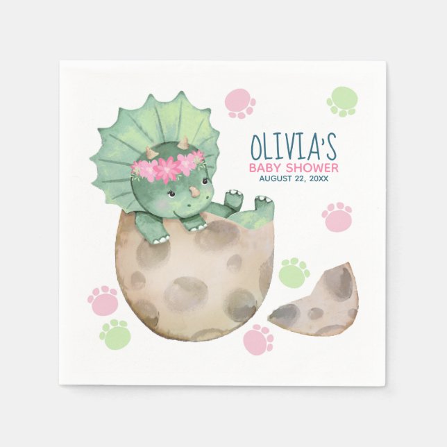 Triceratops Dinosaur Girl Baby Dusche Serviette (Vorderseite)