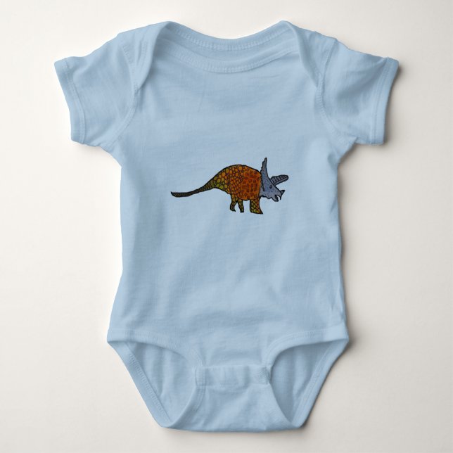 Triceratops Dinosaurier-Kinder niedliche Kunstillu Baby Strampler (Vorderseite)