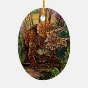 Triceratops Forest Keramik Ornament