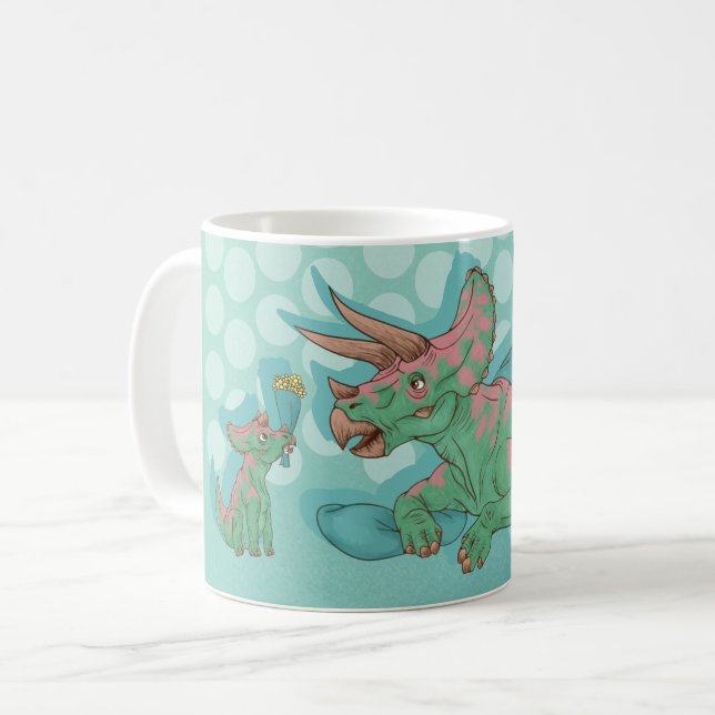 Triceratops geben Blume Kaffeetasse (Vorderseite Links)