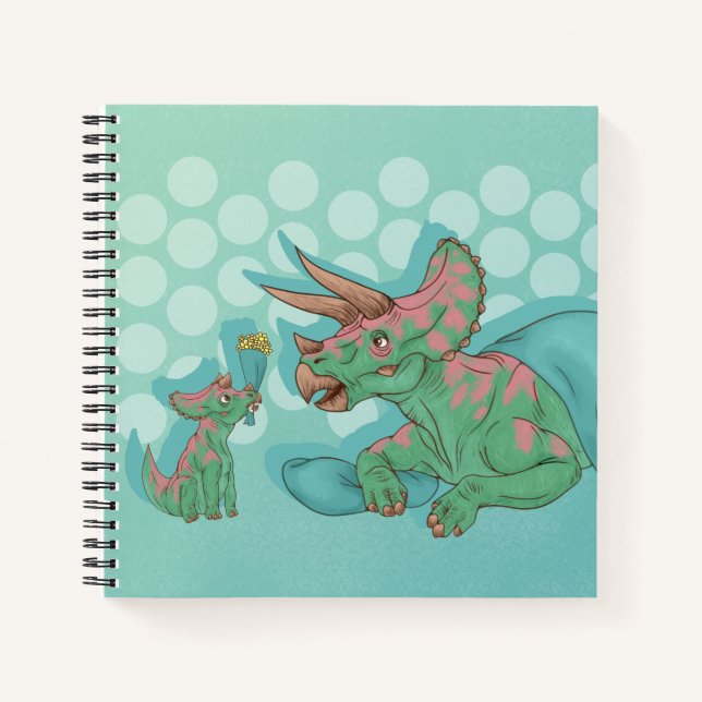 Triceratops geben Blume Notizbuch (Vorderseite)