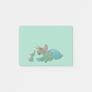 Triceratops geben Blume Post-it Klebezettel