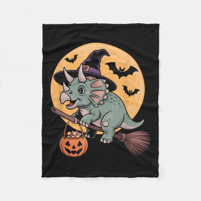Triceratops Hexenhut Pumpkin Halloween Kostüm Me Fleecedecke (Vorderseite)