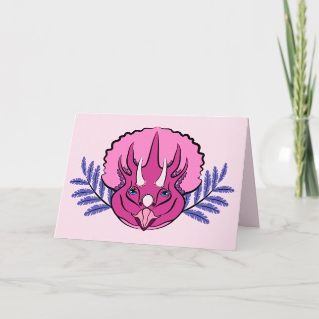 Triceratops Hübsch Pink Dinosaurier Girl Geburtsta Karte (Vorderseite)