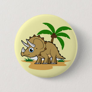 Triceratops in einem tropischen Klima. Button