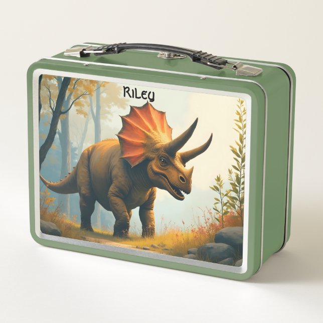 Triceratops in einem Waldkid Metall Brotdose (Rückseite)