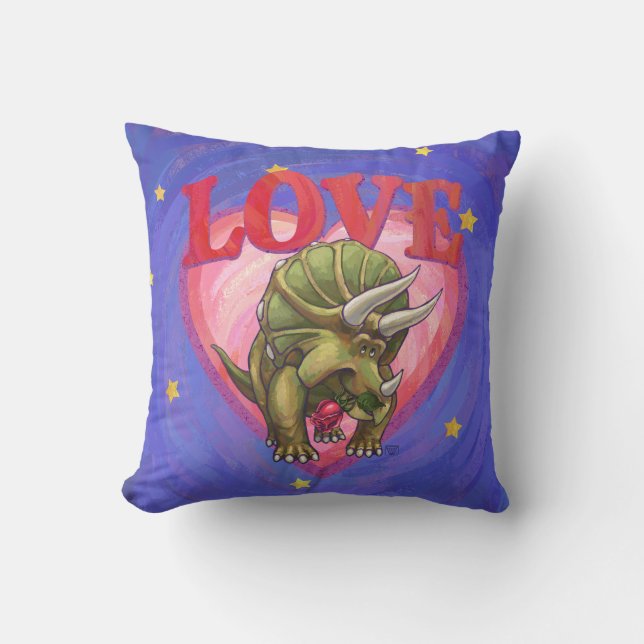 Triceratops Love Coussin de message personnalisé (Recto)