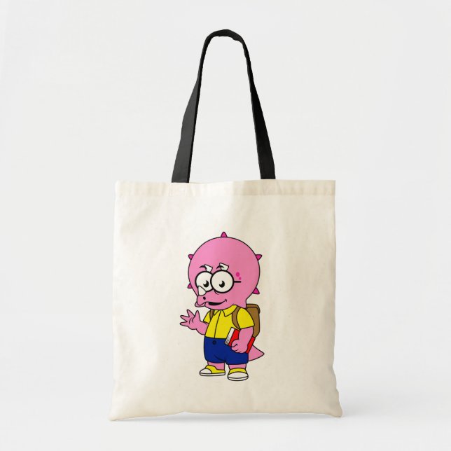 Tricératops Nerd Avec Sac À Dos Et Manuel. (Devant)