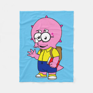 Triceratops Nerd mit Rucksack und Textbuch. Fleecedecke