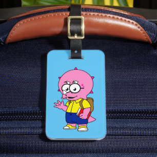 Triceratops Nerd mit Rucksack und Textbuch. Gepäckanhänger