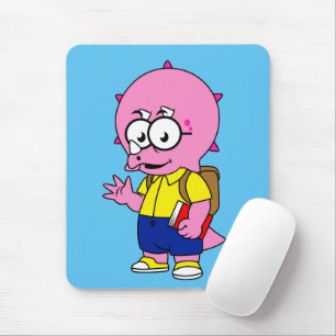 Triceratops Nerd mit Rucksack und Textbuch. Mousepad