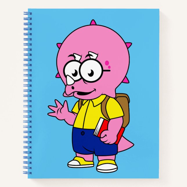 Triceratops Nerd mit Rucksack und Textbuch. Notizbuch (Vorderseite)