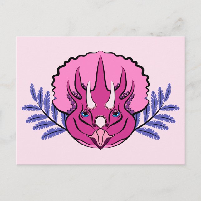 Triceratops Pretty Pink Dinosaur Postkarte (Vorderseite)