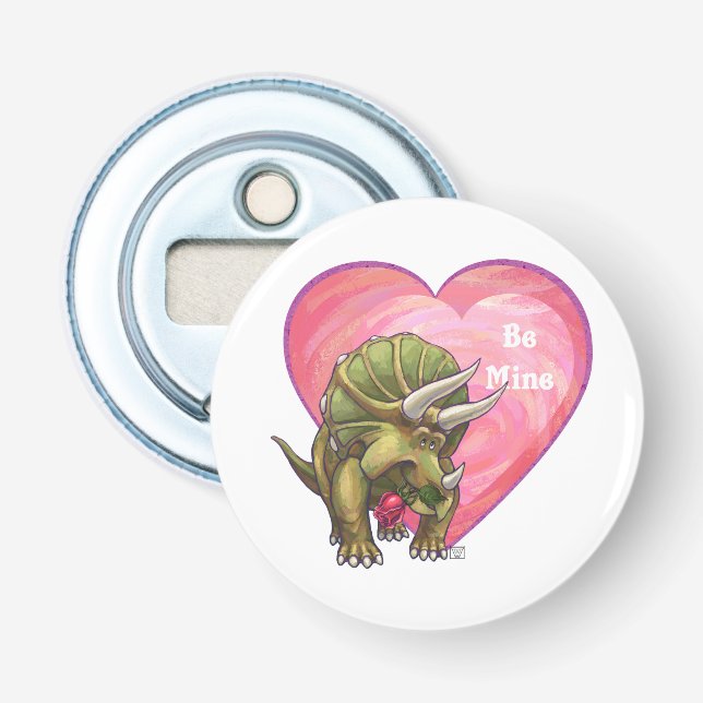 Triceratops Rote Rose Herz Flaschenöffner (Vorderseite)