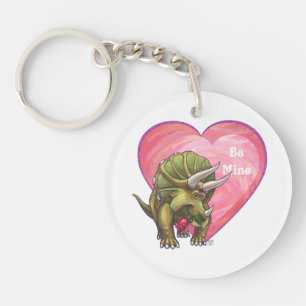 Triceratops Rote Rose Herz Schlüsselanhänger