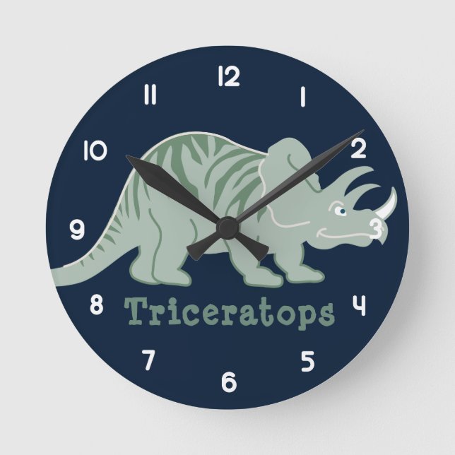 Triceratops Runde Wanduhr (Vorderseite)
